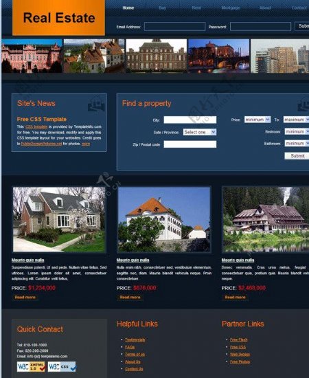房地产CSS网页模板图片