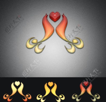 凤凰爱心Logo设计图片