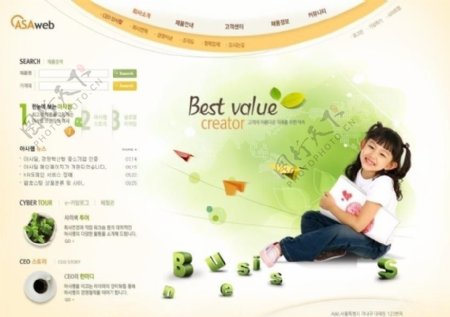 韩国网页模板绿色系OR019包括2个主页5个次级页面图片