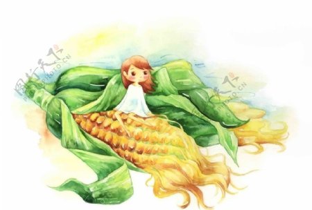 卡通儿童女孩玉米图片