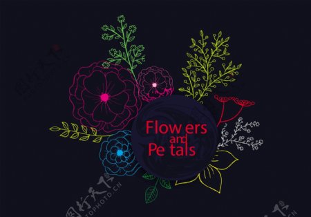 手绘花朵花花朵素描美丽
