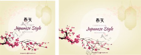 樱花背景的日本风格