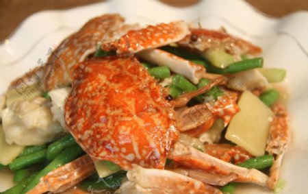 海蟹焖油豆角