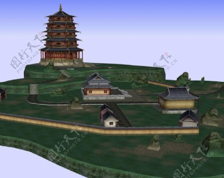 湖心岛3D模型