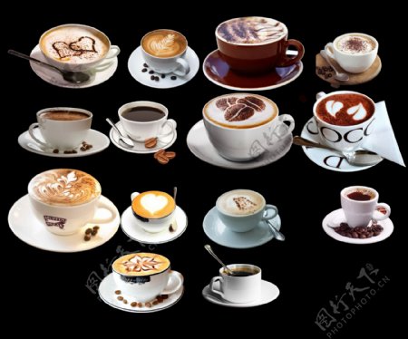 各种咖啡杯高清分层素材