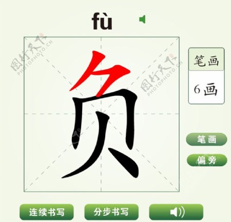 中国汉字负字笔画教学动画视频