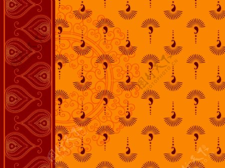 古典印度火腿纹装饰背景矢量素材