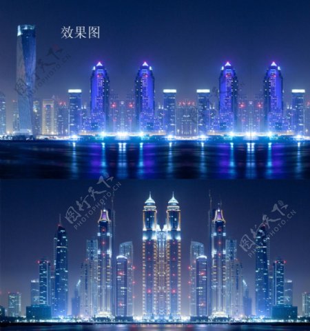 城市高楼建筑夜景高清动态视频