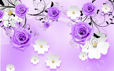 3D紫玫瑰