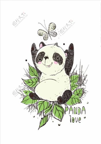 手绘可爱熊猫图案设计
