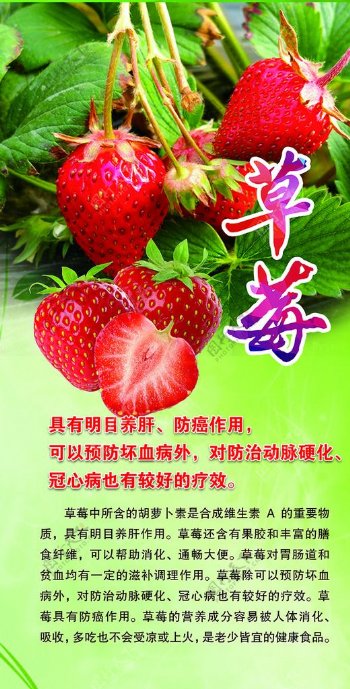 草莓水果超市展板