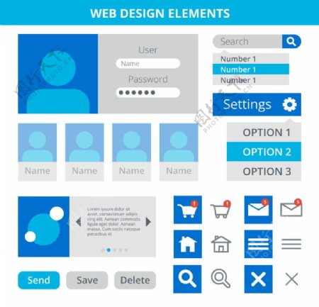 蓝色网页设计元素
