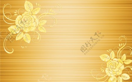 金黄色拉丝欧式花朵背景墙
