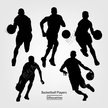篮球比赛运动剪影轮廓