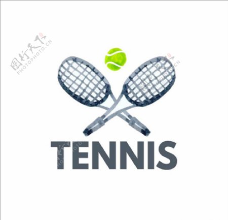 水彩网球比赛培训俱乐部标志