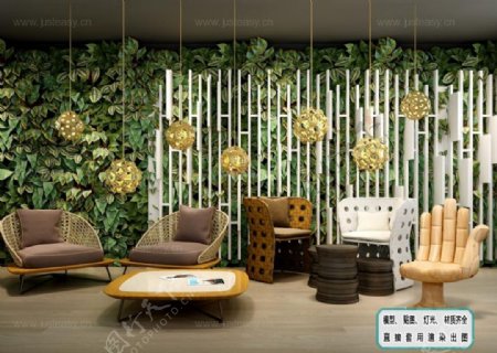 植物墙绿化藤制休闲沙发