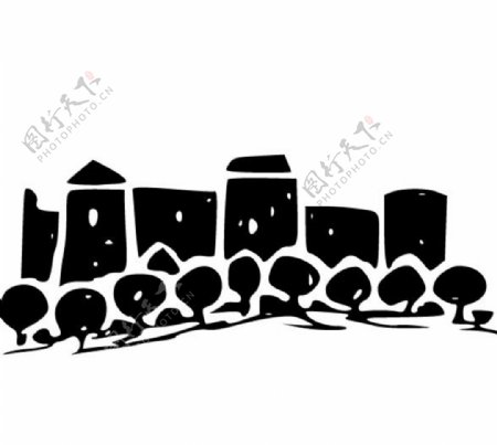 黑白城堡插画
