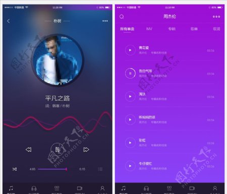 UI手机页面音乐app界面设计