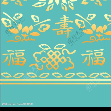 中国古典福寿花纹图案矢量素材