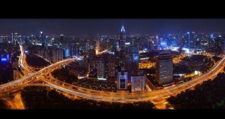 上海市中心夜景俯瞰