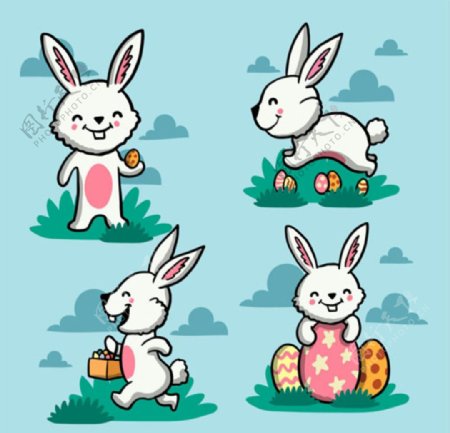 卡通复活节兔子插图