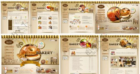 棕黄色面板甜甜圈售卖网站模板