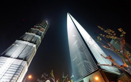 上海金贸大厦环球金融中心大厦夜景