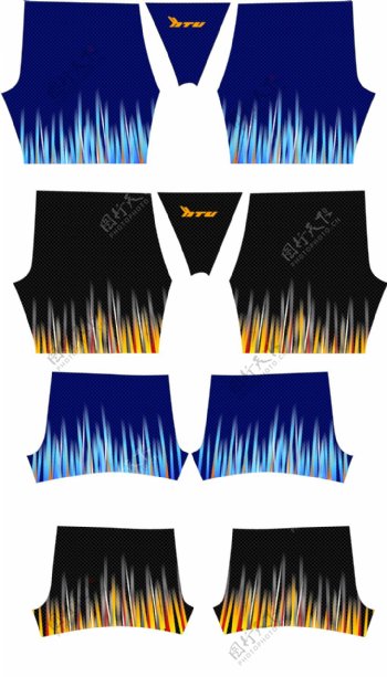 3D渐变线条泳裤沙滩裤版型形设计稿数码印