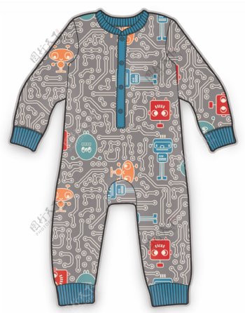 连体衣小婴儿服装设计矢量素材