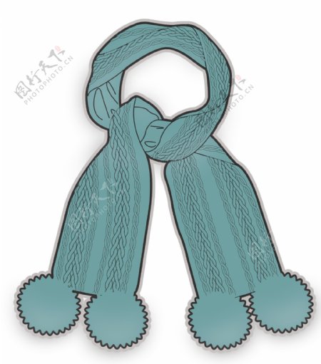 蓝色围巾秋冬款服装设计男孩矢量素材