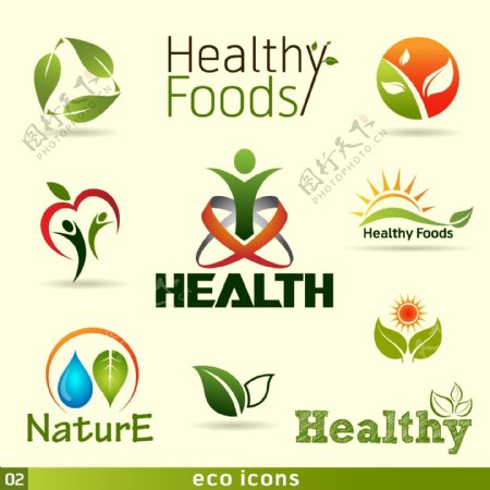 各种简单健康食物图标集合