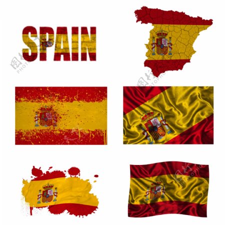 西班牙国旗地图图片