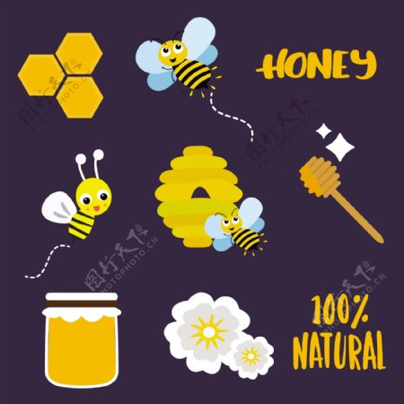 蜜蜂图标矢量背景