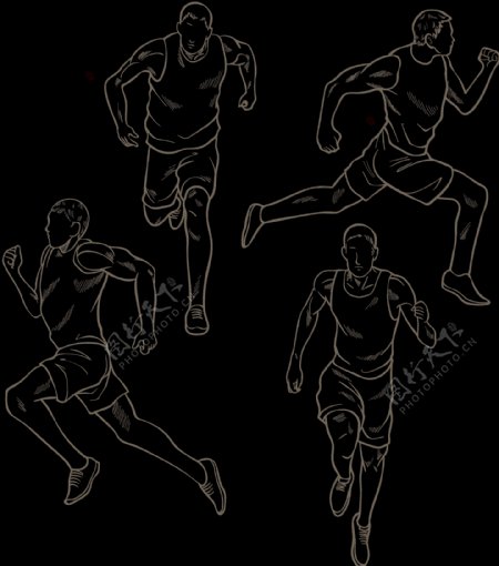 素描风格跑步者免抠png透明图层素材