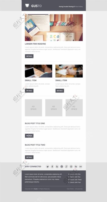 黑白商务公司网站UI设计模版