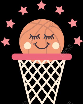 手绘可爱篮球篮筐插图免抠png透明素材