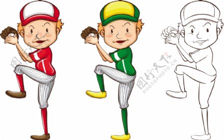 手绘棒球选手人物插图步骤图