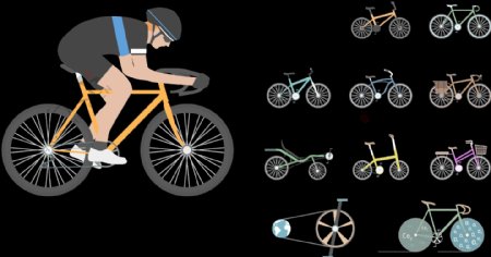 运动自行车插画免抠png透明图层素材