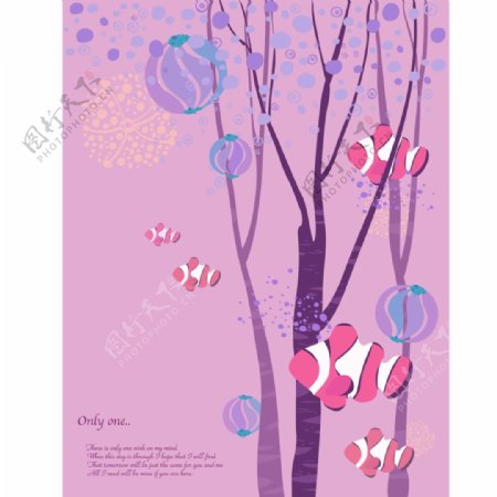 紫色树叶花纹图案