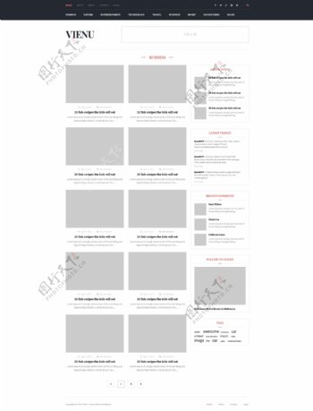 外国网站设计简约分类网页UI模板