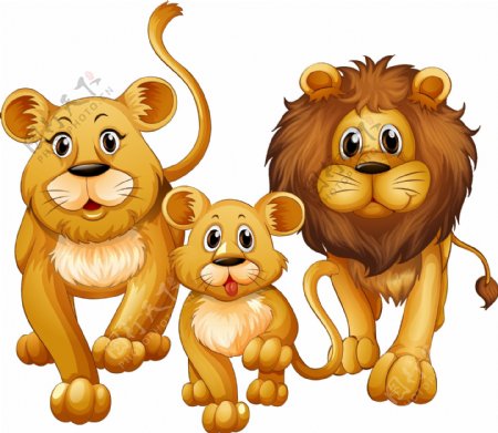 手绘狮子家人元素