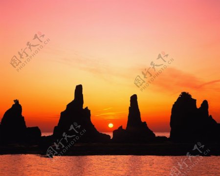 夕阳山水风景图片图片