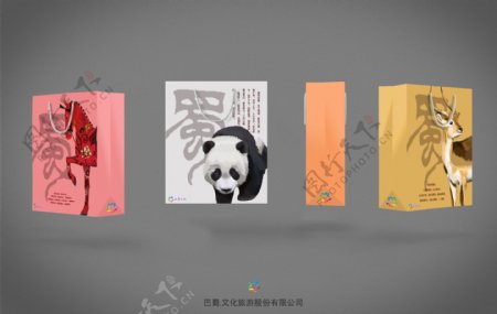 四川手绘动物图案手提袋产品包装图