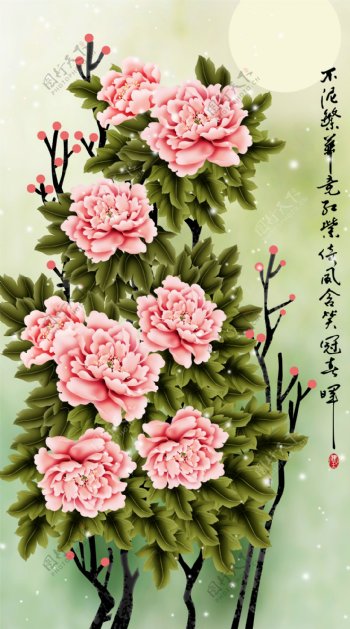 牡丹花卉装饰画