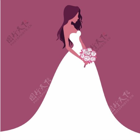 穿婚纱的女人插画矢量素材下载
