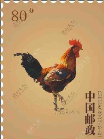 公鸡邮票图片