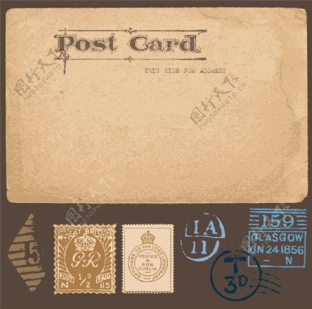 怀旧邮票与明信片图片