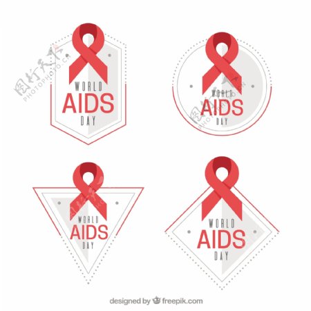 世界爱滋病日彩带的几何贴纸
