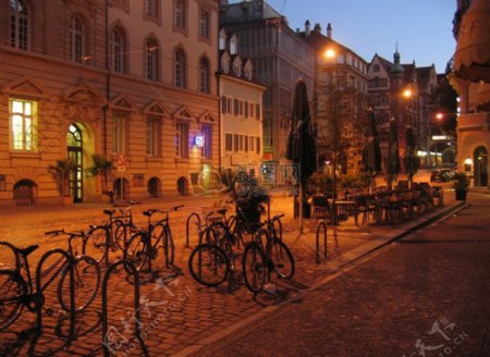 光城市早上德国自行车大气弗赖堡