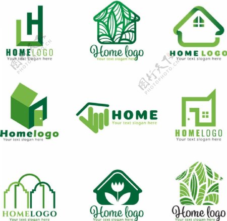 绿色创意房屋别墅标志图片